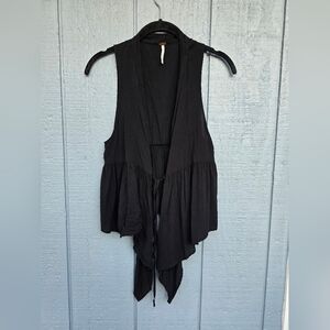 Free People Black Sleeveless Tie-Front Draped Vest